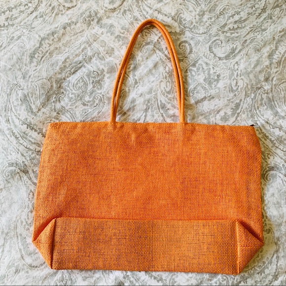 Straw Beach Tote Bag Orange - Picture 3 of 4